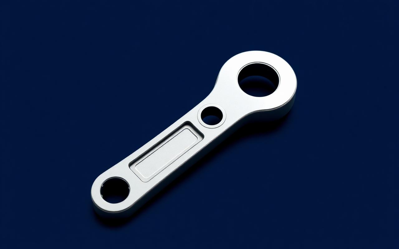 Precision engineered medical component on a navy background